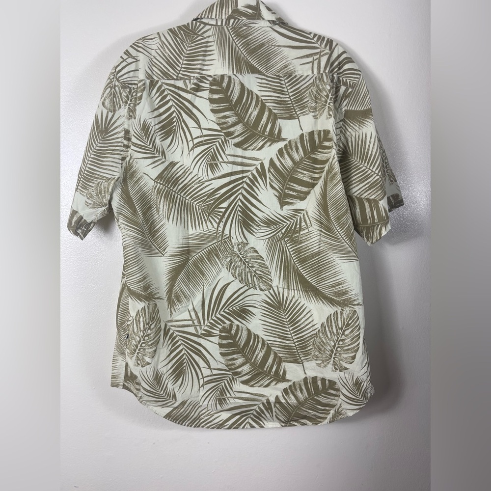 NNO7 No Nationality Button Up Gray ShortSleeve Men'Tropical Leaf Print Shirt XXL - Picture 9 of 9